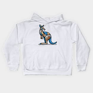 Pop art kangaroo illustration. cubism illustration of a kangaroo Kids Hoodie